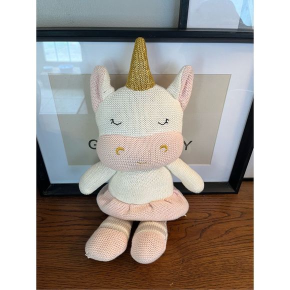 New Living Textiles Kenzie Unicorn plush 17” rattle toy - Picture 1 of 4